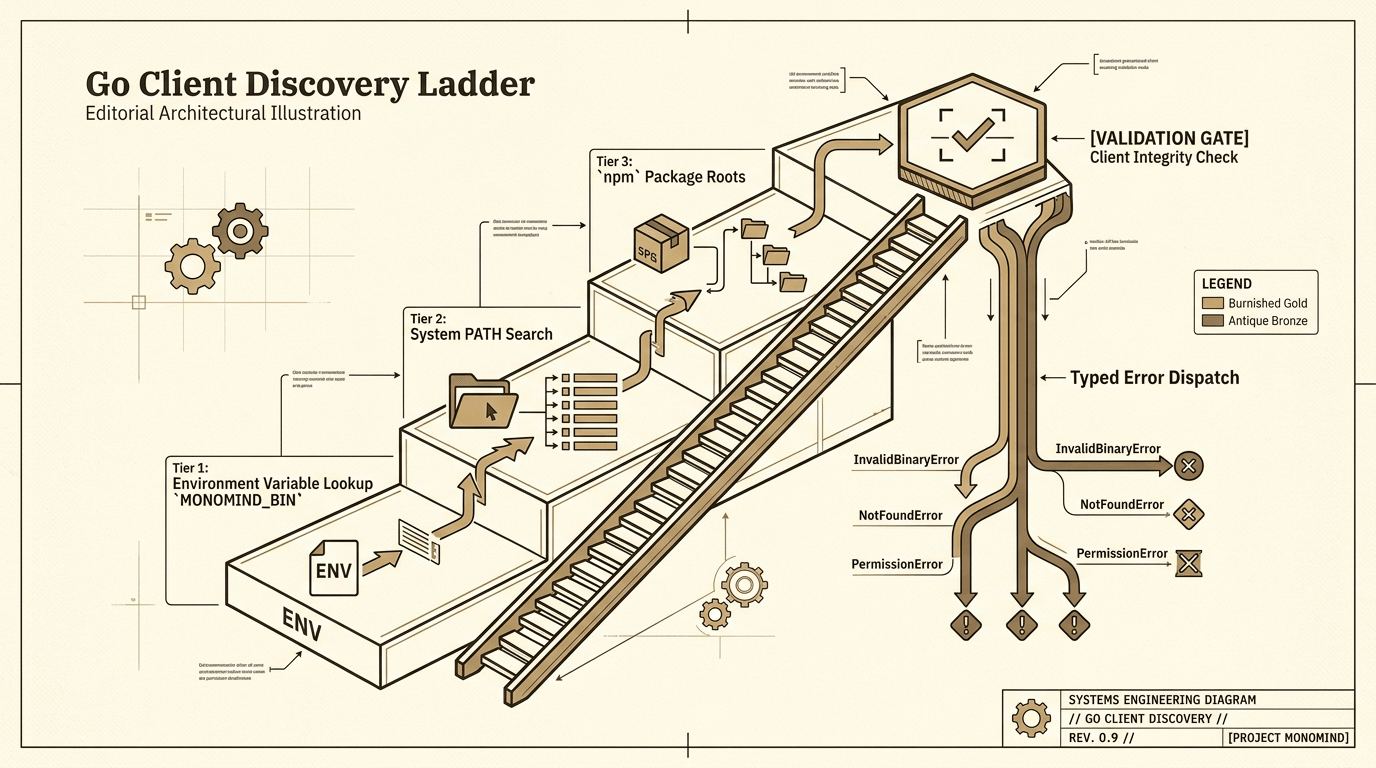 Go client implementation showing discovery ladder, capability handshake, and error handling